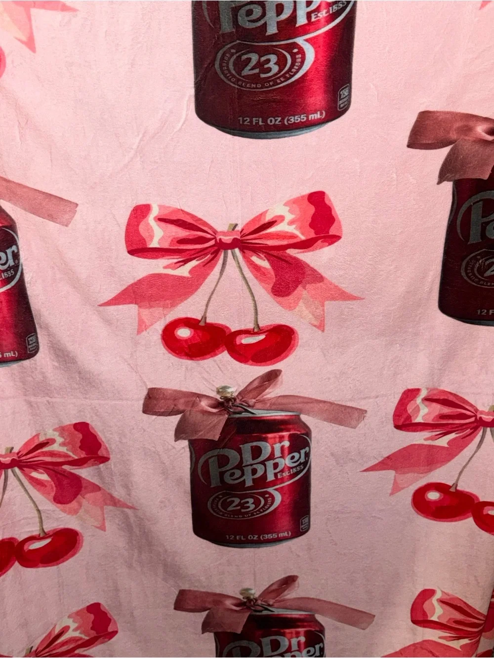 Dr Pepper w/Cherry Bow 50x60 Minky PlushThrow Blanket